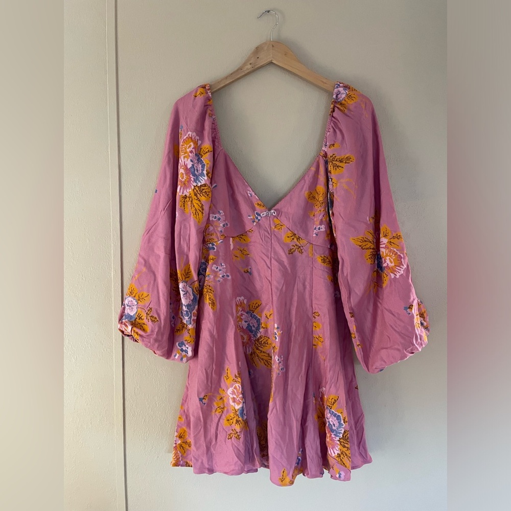 Free People Francesca Floral Print long sleeve minidress